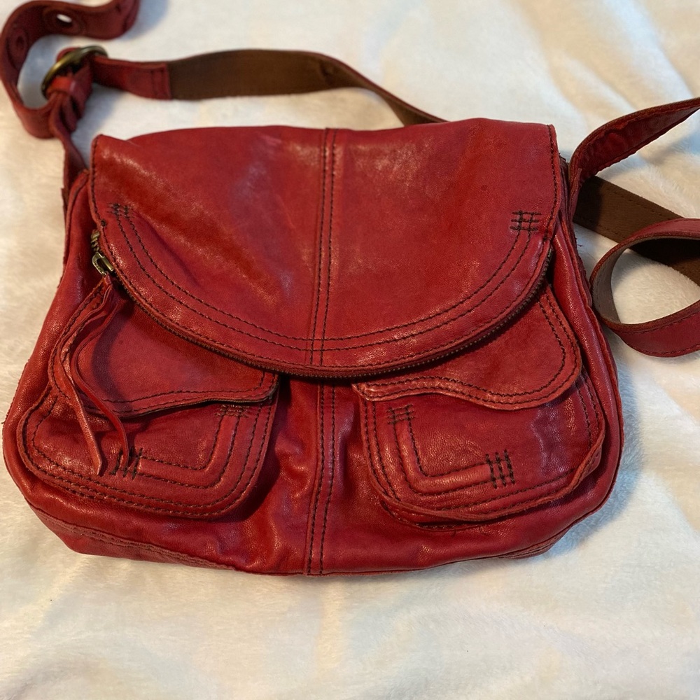 Lucky Brand red leather crossbody bag